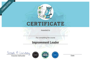 Improvement Leader course certificate